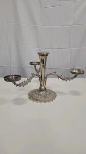 Silver Plated Epergne Candle Scalloped Edge, 10" Height, Floral Detailing