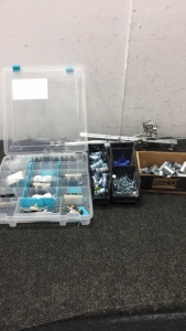 (1) Bin Of Conduit Connectors (6) Light Switch Assembly (3) Electric Outlet (1) bin Of Screws (1) Bin Of Wire Nuts And More