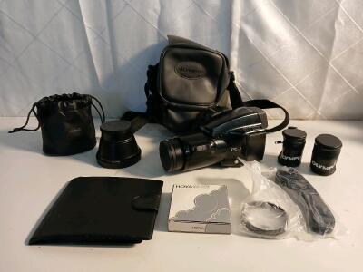 Olympus IS-1 Quartzdate 35mm SLR Film Camera W/ Accessories