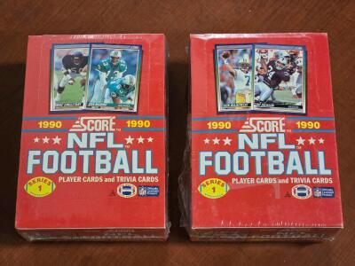 (2) FACTORY SEALED 1990 Score NFL Player Card Pack Boxes - Series 1