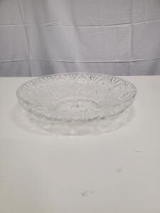 Intricate Cut Glass Crystal Bowl, 12" Diameter