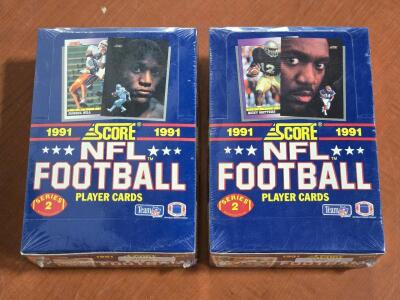 (2) FACTORY SEALED 1991 Score NFL Player Card Pack Boxes - Series 2