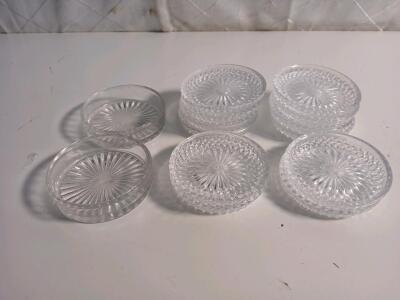 Set Of 12 Glass Coasters & 2 Vintage Small Trinket/Nut Candy Tray