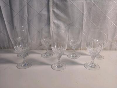 Set Of 7 Bintage Crystal Wine Glasses