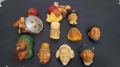 (10) Vintage Decorative Wall Mask produced by W.H. Bossons Ltd. in Congleton, England