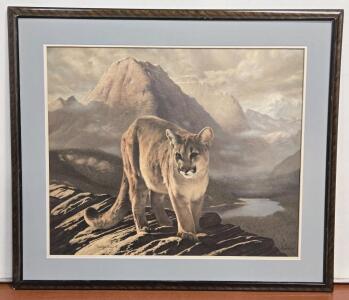 Vintage Limited-Edition Art Print "Cougar" by Charles Frac&eacute; - 29" x 33"
