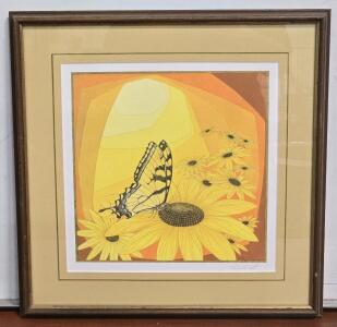 Vintage Numbered Art Print of Sunflower Butterfly by Peter Parnall - 17" x 17"