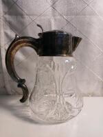 Vintage Western Germany Silverplated And Cut Crystal Wine Pitcher