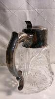 Vintage Western Germany Silverplated And Cut Crystal Wine Pitcher - 2
