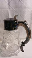Vintage Western Germany Silverplated And Cut Crystal Wine Pitcher - 3