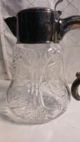 Vintage Western Germany Silverplated And Cut Crystal Wine Pitcher - 8