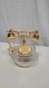 Astral Telecom Rotary Dial Telephone, Sitel Collection 1989, Gold & Crystal
