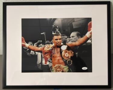 Framed Mike Tyson Autographed Photo with JSA Authentication CA89418
