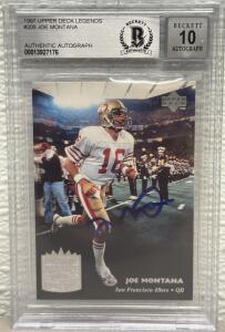 1997 Upper Deck Legends Joe Montana Autographed Card, Beckett Auto Graded 10, #205