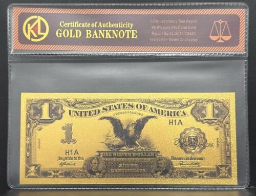 24k Gold-Plated One Silver Dollar Certificate Replica, COA KL/2016/C0520