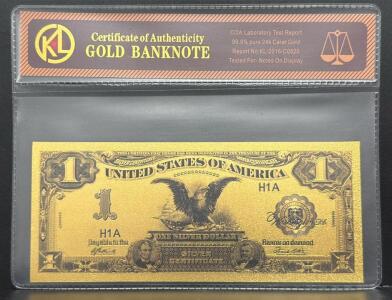 24k Gold-Plated One Silver Dollar Certificate Replica, COA KL/2016/C0520