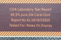 24k Gold-Plated One Silver Dollar Certificate Replica, COA KL/2016/C0520 - 4