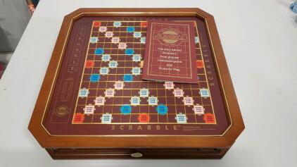 Scrabble The Collector's Edition Board Game, Wood & Metal, Rotating Board