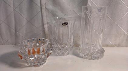 (1) Crystal Candle Holder (1) Crystal 8" Candlestick Holder (1) Crystal Oil Lamp Shade