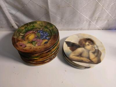 Rochard Limoges France Decorative Plates & (4) France, artist A.J. Heritage, part of the Angel's Collection