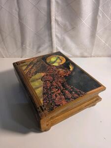 Vintage Wooden Trinket Box -8"L x10.5"W x4"H