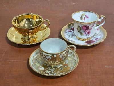 (3) Vintage Fine China Tea Cups w/ Saucers