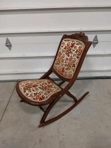 Vintage Victorian Folding Rocking Chair -15"L x31"W x33"H