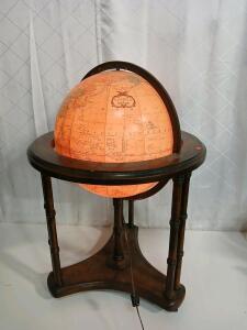 Vintage Reploge Heirloom Illuminated World Globe W/ Wooden Stand -16"D x34"H