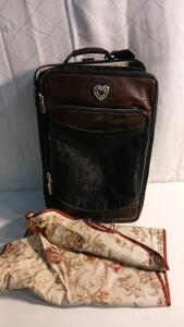 Vintage Brighton 22" Carry-On Luggage Rolling Suit Case W/ 3 Organizer Bags