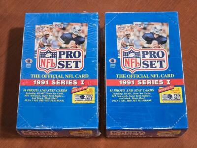 (2) FACTORY SEALED 1991 NFL Pro Set Player Card Boxes - Series I