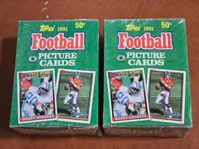 (2) FACTORY SEALED 1991 NFL Topps Picture Card Pack Boxes
