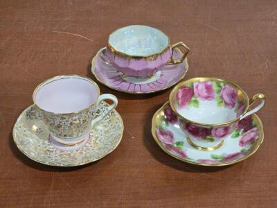 (3) Vintage Fine China Tea Cups w/ Saucers