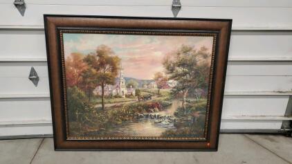 Vintage Chruch Painting 58"x46.5"