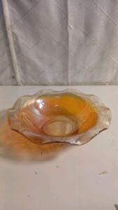 Vintage Peach Jeannette Carnival Glass 9.5" Bowl