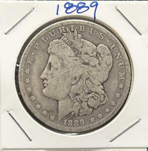 1889 Morgan Dollar Coin, New Orleans Mint, 90% Silver