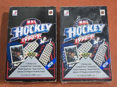 (1) FACTORY SEALED & (1) Opened 1990-91 NHL Upper Deck Player Card Pack Boxes
