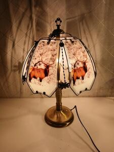 Vintage Glass Panel Elk Lamp