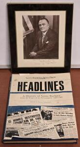 Vintage Signed J. Edgar Hoover Photo on Plaque - 11&frac12;" x 13&frac12;" & History of Santa Barbara Coffee Table Hardcover Book
