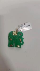 14KY Pendant with Green Jade Elephant Design, Model DCN20