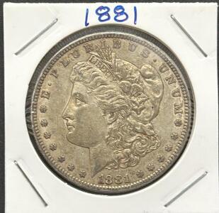 1881 Morgan Silver Dollar, U.S. Mint, One Dollar, 90% Silver