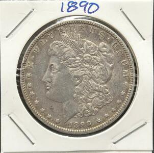 1890 Morgan Silver Dollar, No Mint Mark, U.S. Mint, 90% Silver