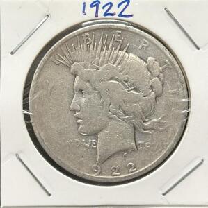 1922 Peace Dollar, Silver Coin, United States Mint