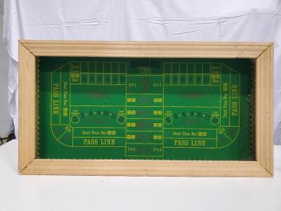 Casino-Style Craps Table Top, Wood and Green Felt, 36"x18"x4"