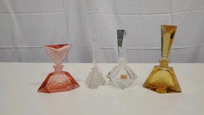 Vintage Bohemian Glass Perfume Bottles Collection, Various Colors & Designs