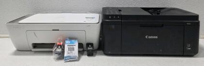 (1) Canon PIXMA MX492 Wireless All-In-One Inkjet Printer *Powers on* (1) HP DeskJet 2722 All-in-One Wireless Color Inkjet Printer *unable to test, no power cord*