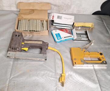 (1) Arrow Electric Stapler, (1) Bostich Manual Stapler & Assorted Fastners
