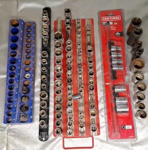 Assorted 3/8" & 1/2" Sockets & Socket Organizers