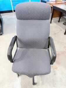Gray Fabric Office Chair, Five-Star Base, Caster Wheels