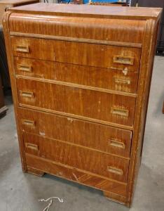 Mid-Century Modern 5-Drawer Chest of Drawers, Wood Veneer, 1950s-1960s