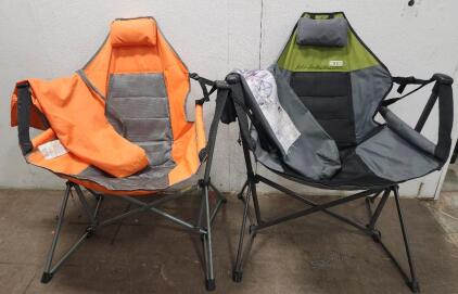 (1) RIO Swinging Lounging Hammock Chair (1) Camp & Go Soft Arm Quad Rocker Outdoor Folding Hammock Chair
